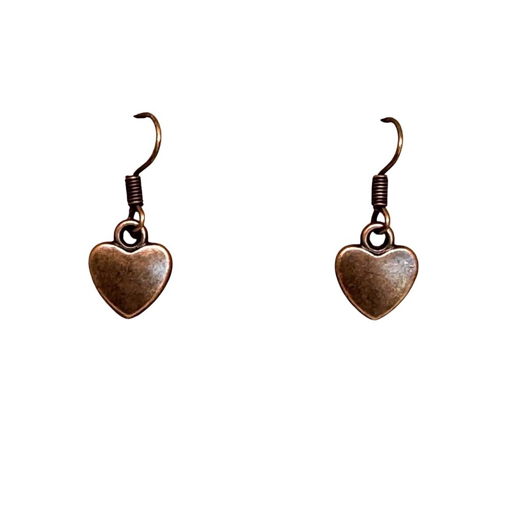 Indio Jewelry Ladies Copper Metal Small Heart Earrings #2044